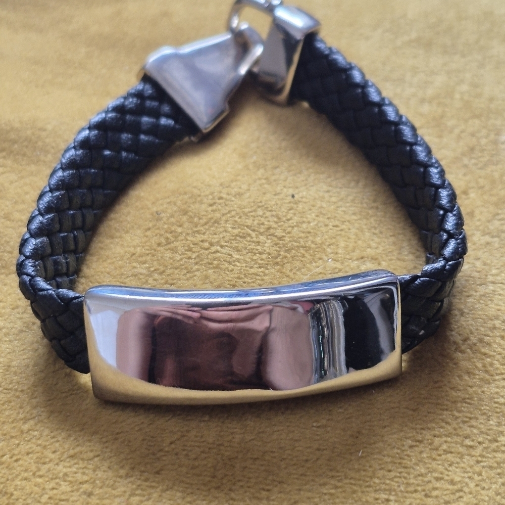 Black and Silver Men's Braided Bracelet